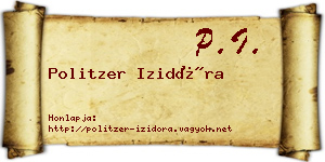 Politzer Izidóra névjegykártya